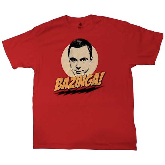 BIG BANG THEORY SHELDON BAZINGA! RED TEE SHIRT XL - Picture 1 of 5